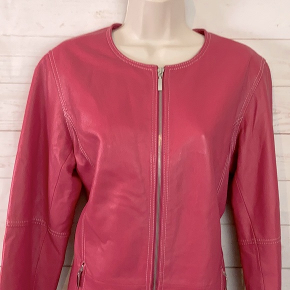 Pink Leather Zip Front Jacket | Poshmark